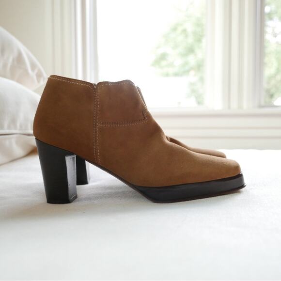 Warren Edwards Ankle Handmade in Italy Boot Brown Suede Chunky Heel 6.5 - Picture 3 of 12